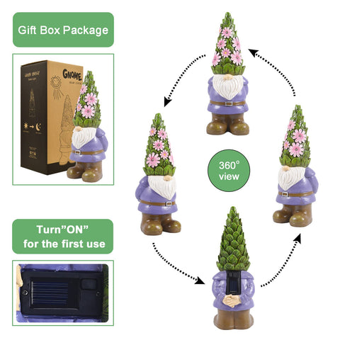 Nacome solar gnome garden ornament brightening pathways at dusk.