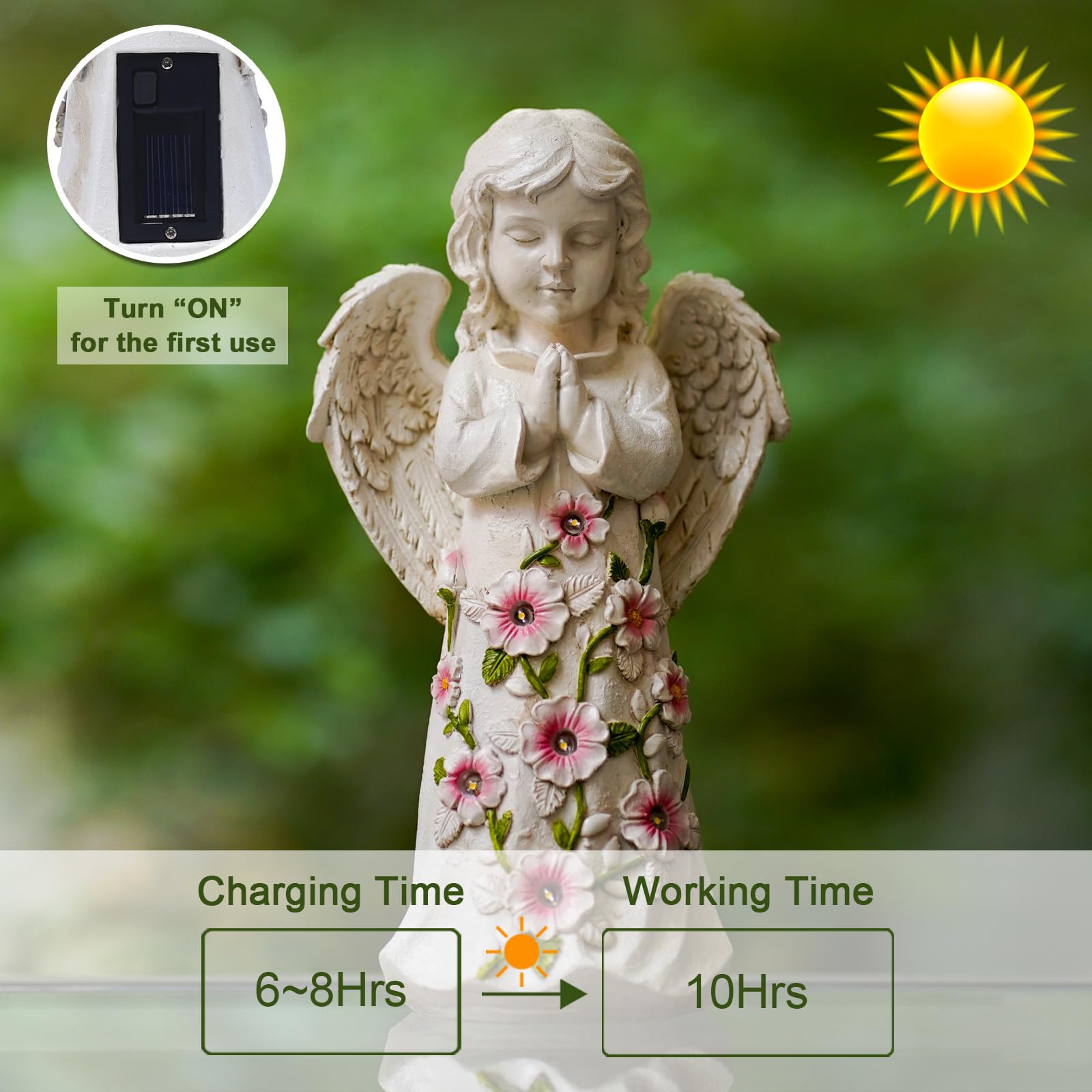 Nacome succulent angel garden statue serves as a focal point with built-in lighting
