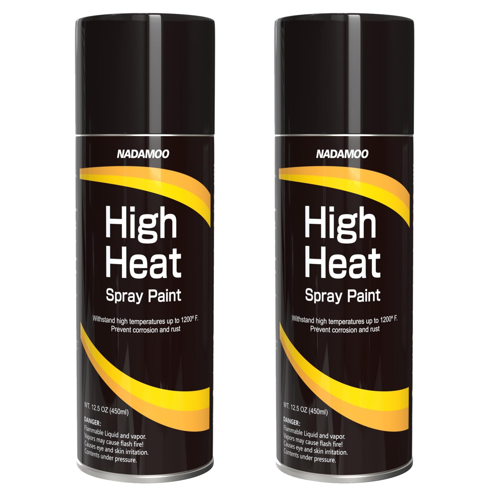 NADAMOO high heat spray paint in black matte finish for metal surfaces.