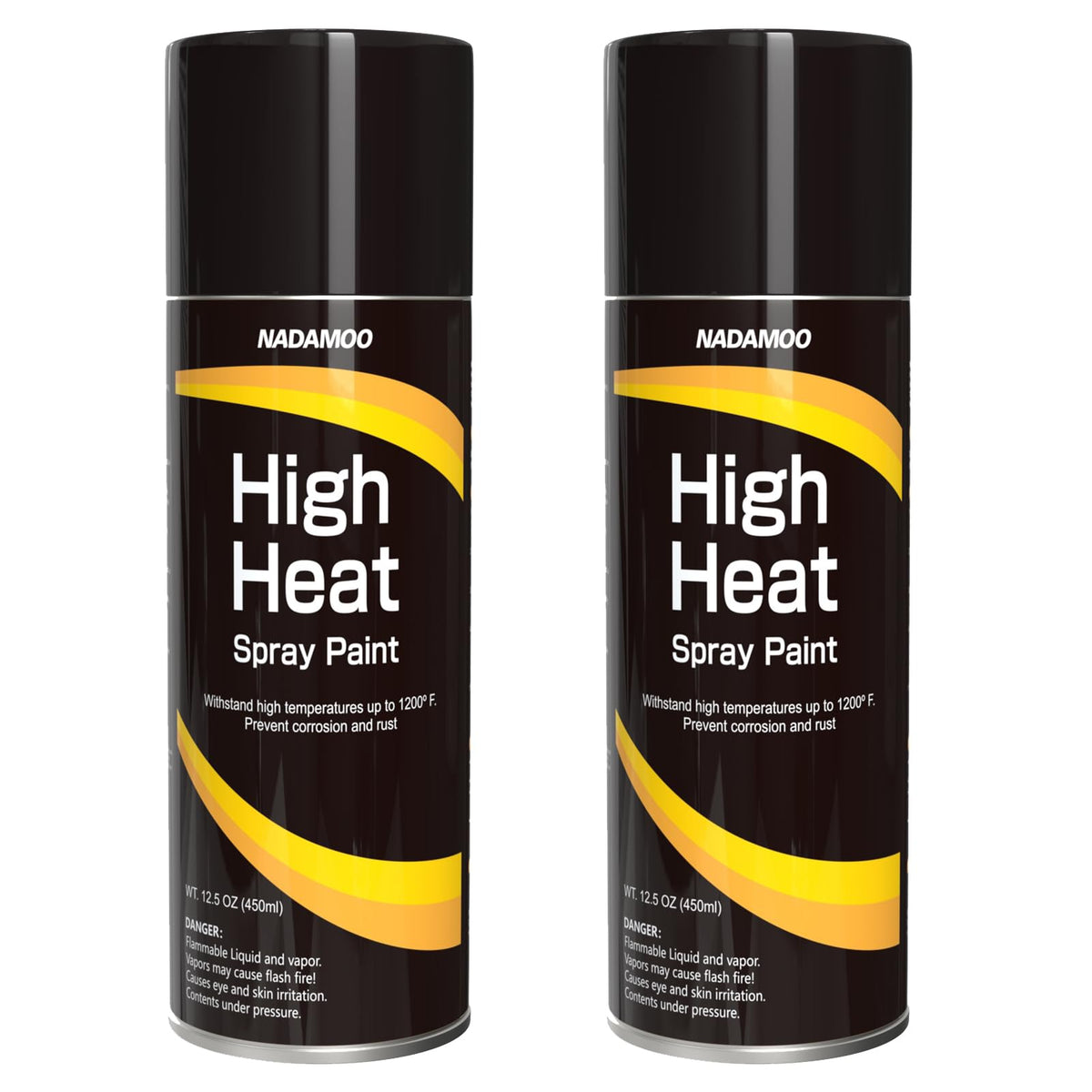 NADAMOO high heat spray paint in black matte finish for metal surfaces.
