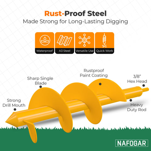 NAFOGAR auger in soil demonstrates versatile landscaping and bed prep.