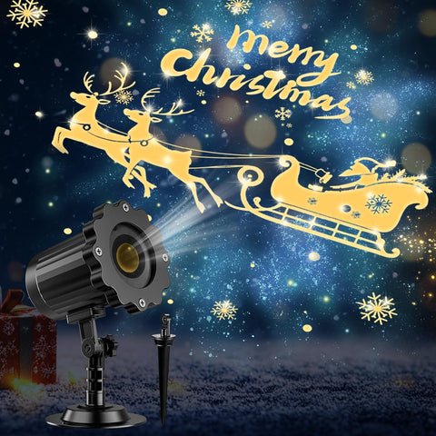 Nagudenfo 3D projector displays Santa and reindeer on a wall for festive ambiance
