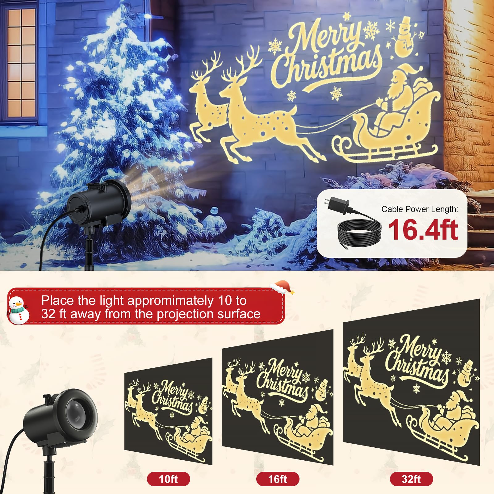 Nagudenfo projection head 270° allows perfect angle on any surface