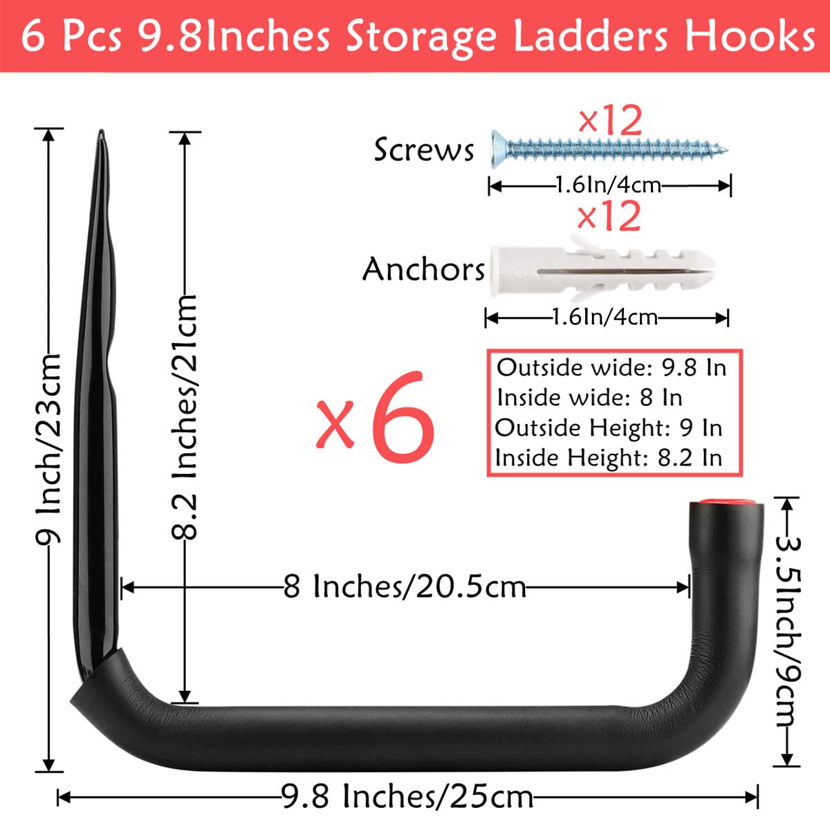 Naikozmo 6 pack utility hanger keeps ladders and bikes securely off the floor
