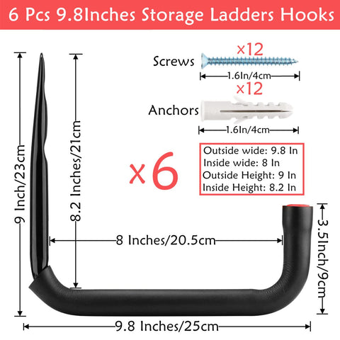 Naikozmo 6 pack utility hanger keeps ladders and bikes securely off the floor