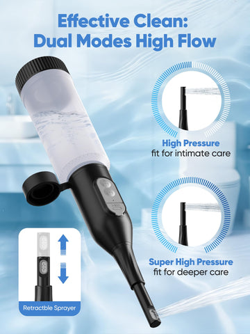NAISMUMMY 360° nozzle in action, targeting hard-to-reach areas comfortably.