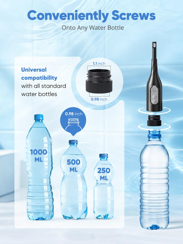 NAISMUMMY universal adapter shows compatibility with most water bottles for easy refills.