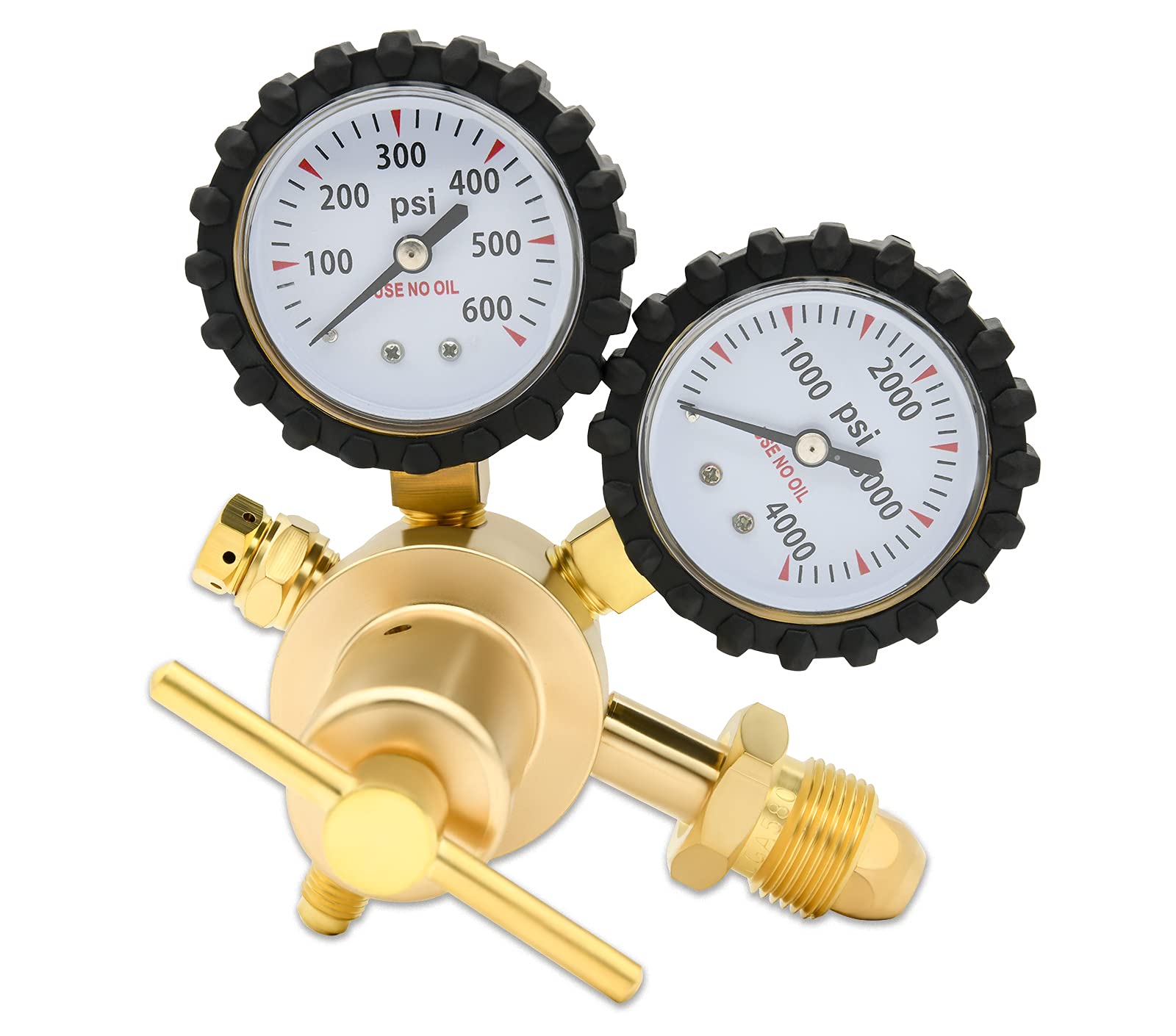 NAKAO nitrogen regulator with CGA580 inlet and clear gauge view for precise control.