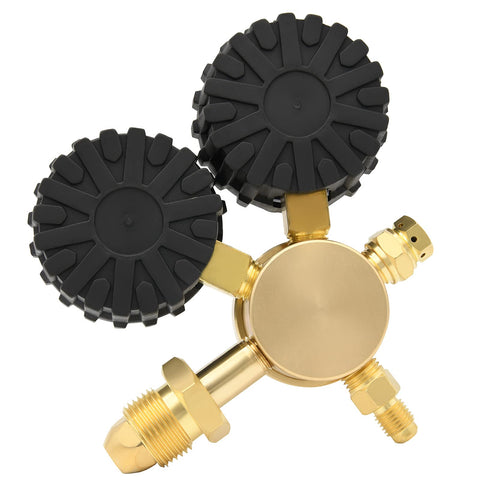 Compact regulator setup suitable for safe operation with inert gases.