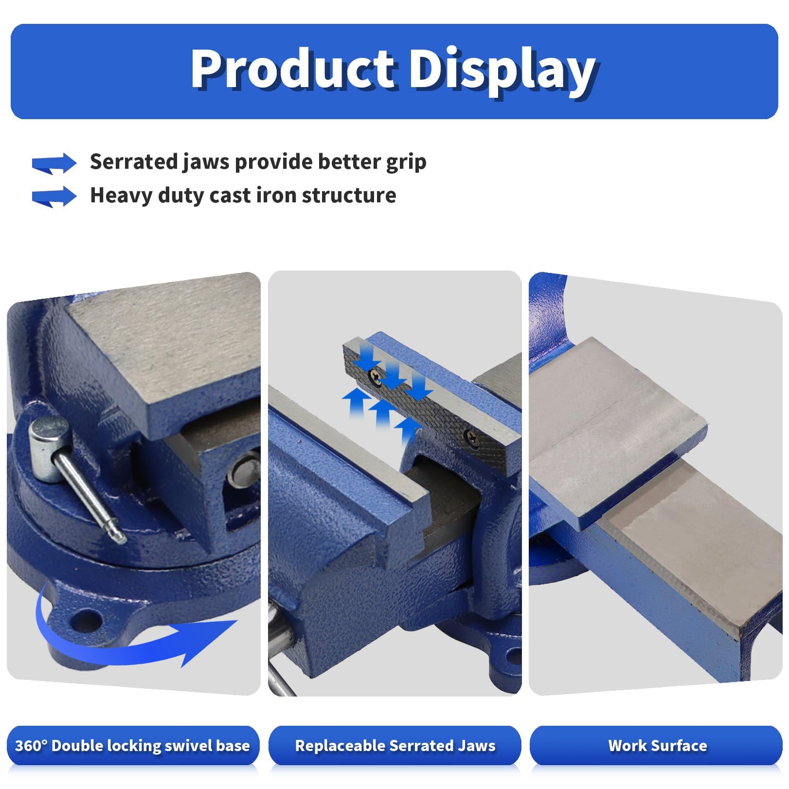 Nakkaa bench vise 360 swivel base enables flexible clamping angles for diverse projects