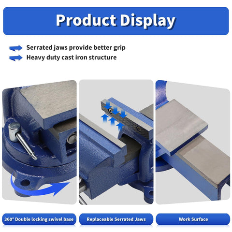 Nakkaa bench vise 360 swivel base enables flexible clamping angles for diverse projects