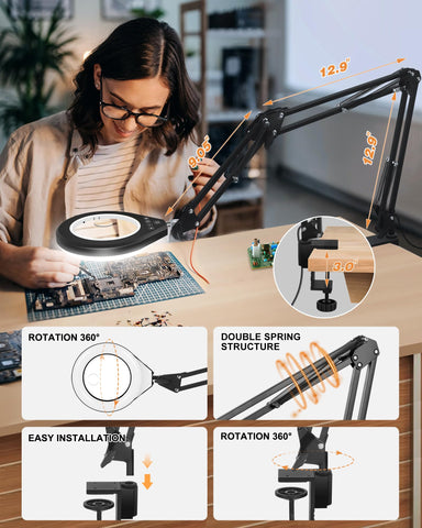 NAKOOS magnifying lamp color modes enhance visibility for various tasks.