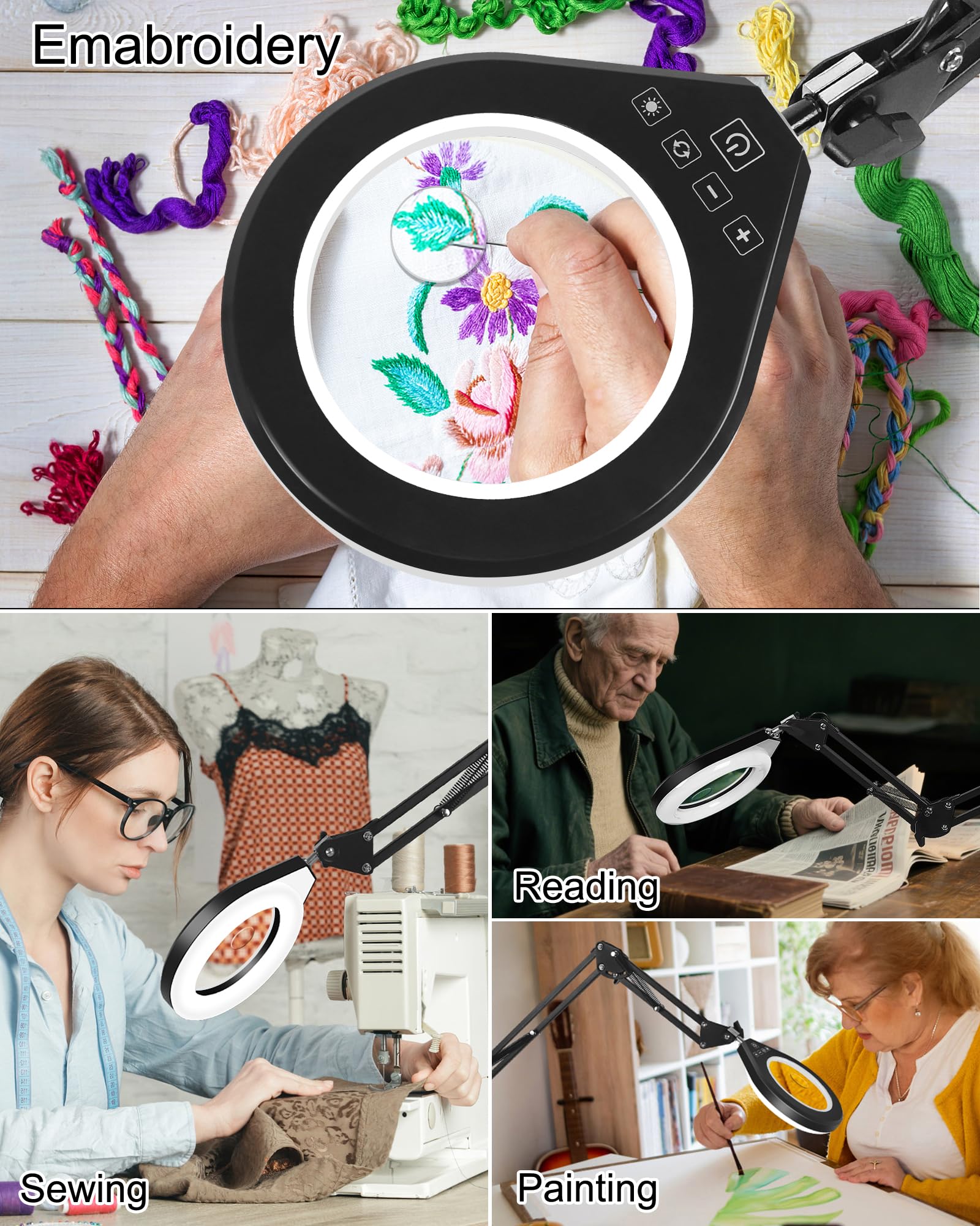 NAKOOS magnifying lamp plug-in setup requires no assembly for quick use.