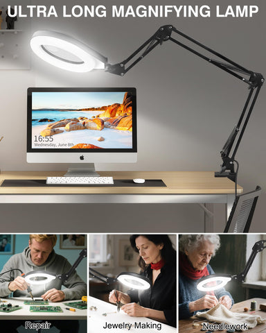 NAKOOS magnifying lamp secure clamp provides wobble-free stability on desks.