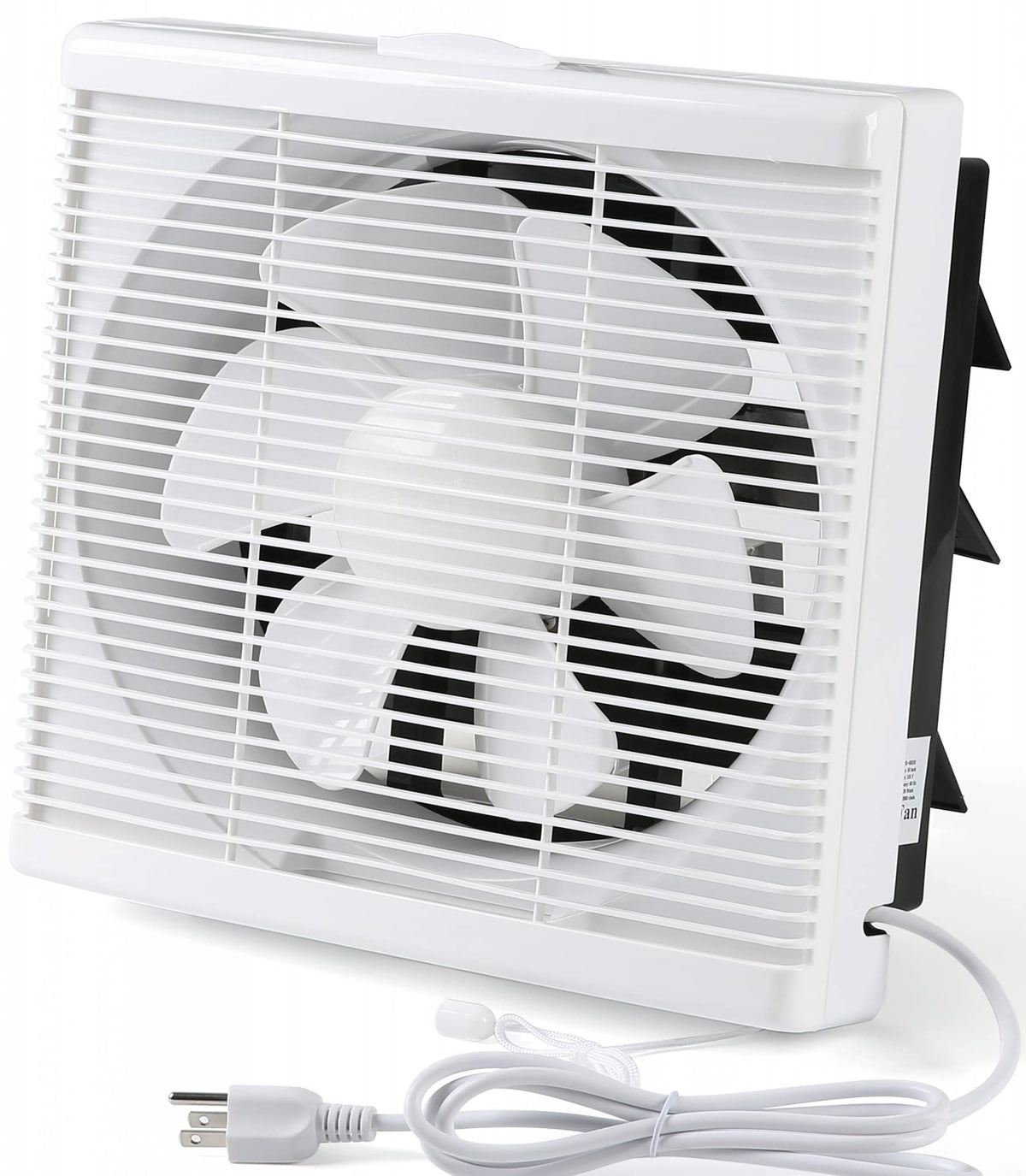 Nalle 10in window exhaust fan front view with durable ABS shell for lasting ventilation.