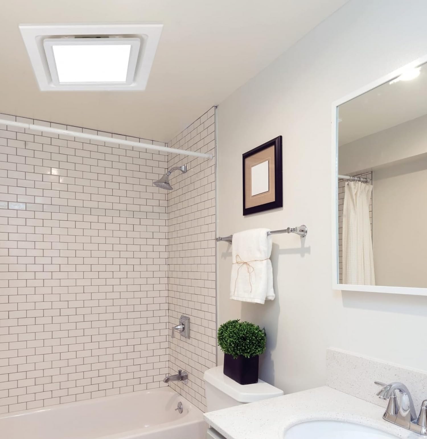 Nalle 4-inch duct connection supports versatile installation in many bathrooms.