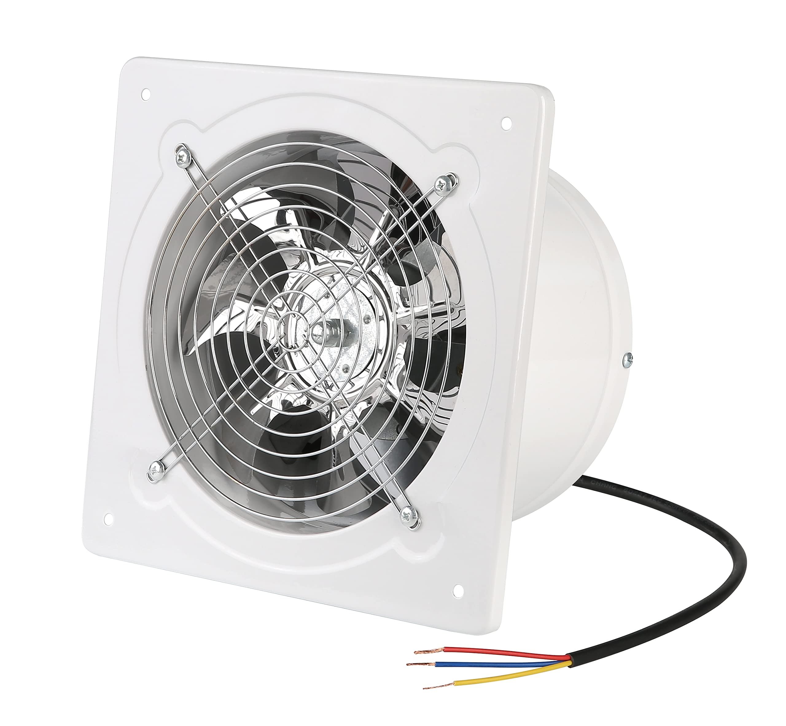 Nalle 8-inch exhaust fan wall installation showing durable metal construction for reliable ventilation