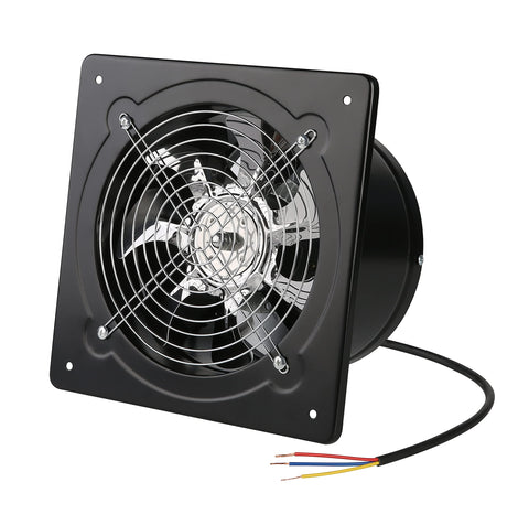 Nalle 8-inch exhaust fan front view in sturdy black housing for reliable ventilation