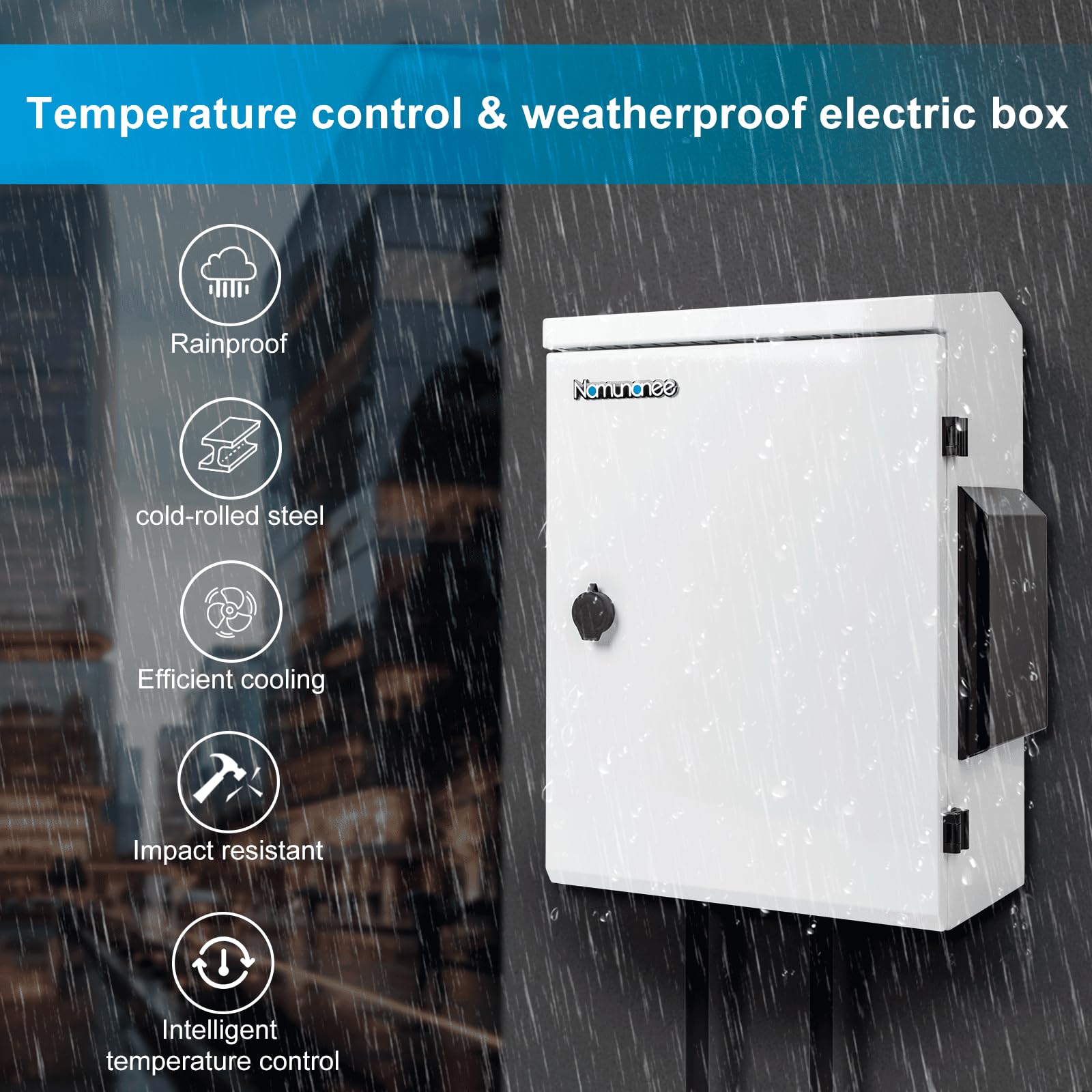 Namunanee outdoor box interior showing back panel for easy equipment mounting