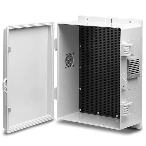 Namunanee outdoor junction box with hinged cover for weatherproof protection and easy access.