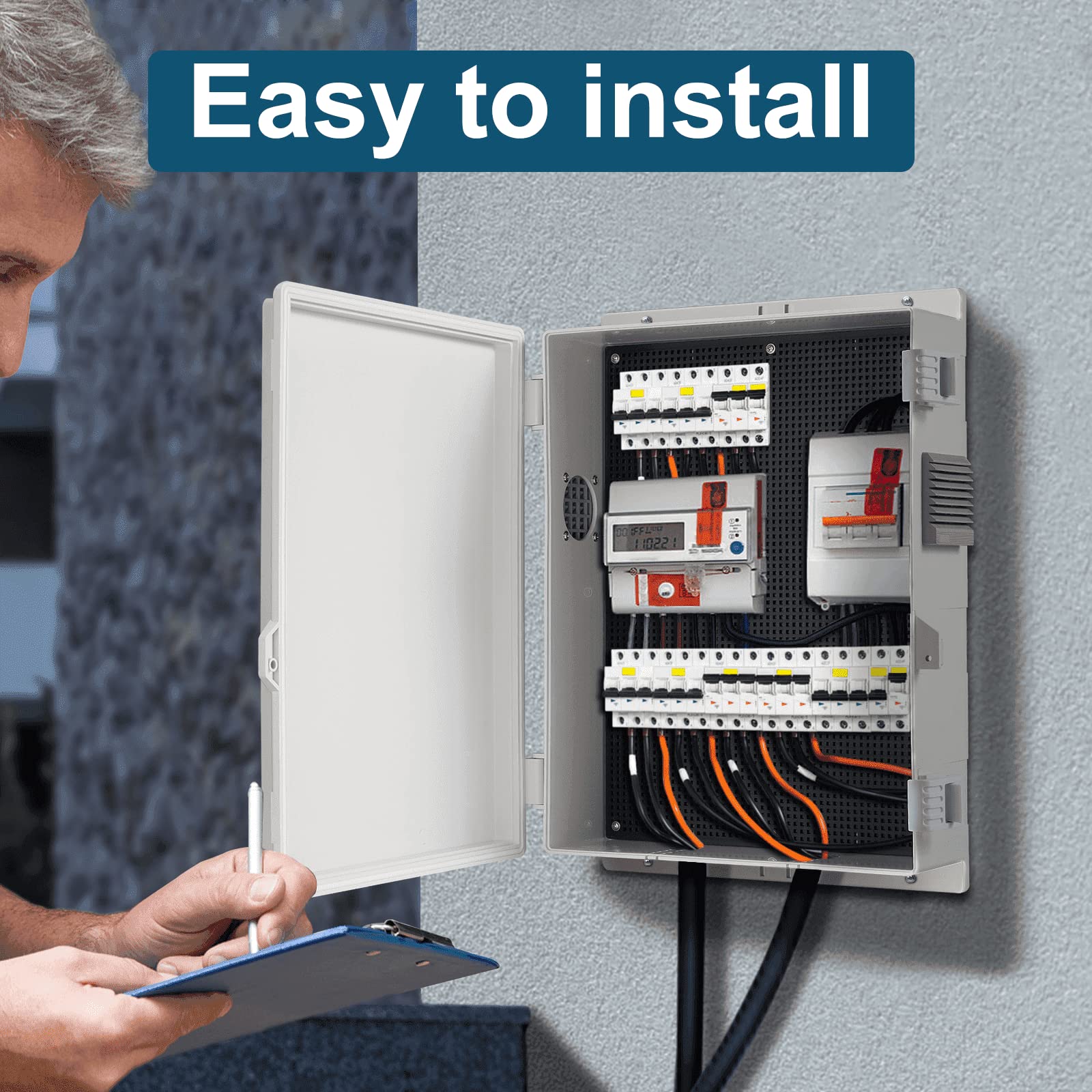 Namunanee outdoor junction box interior mounting panel for simple equipment installation.