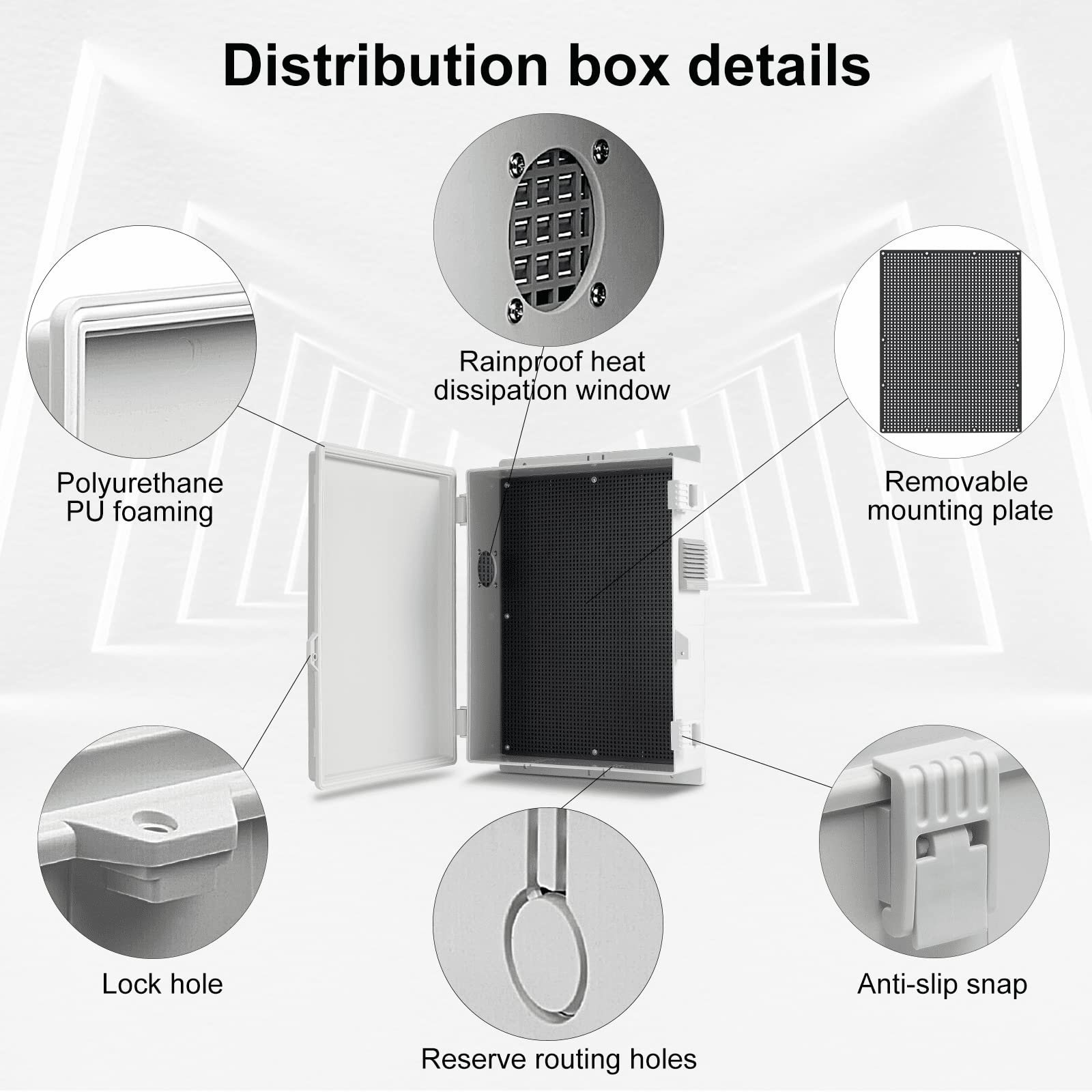 Namunanee enclosure rainproof louvers protect against rain while venting.