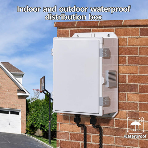 Namunanee padlock-ready enclosure enhances security for outdoor electrical setups.