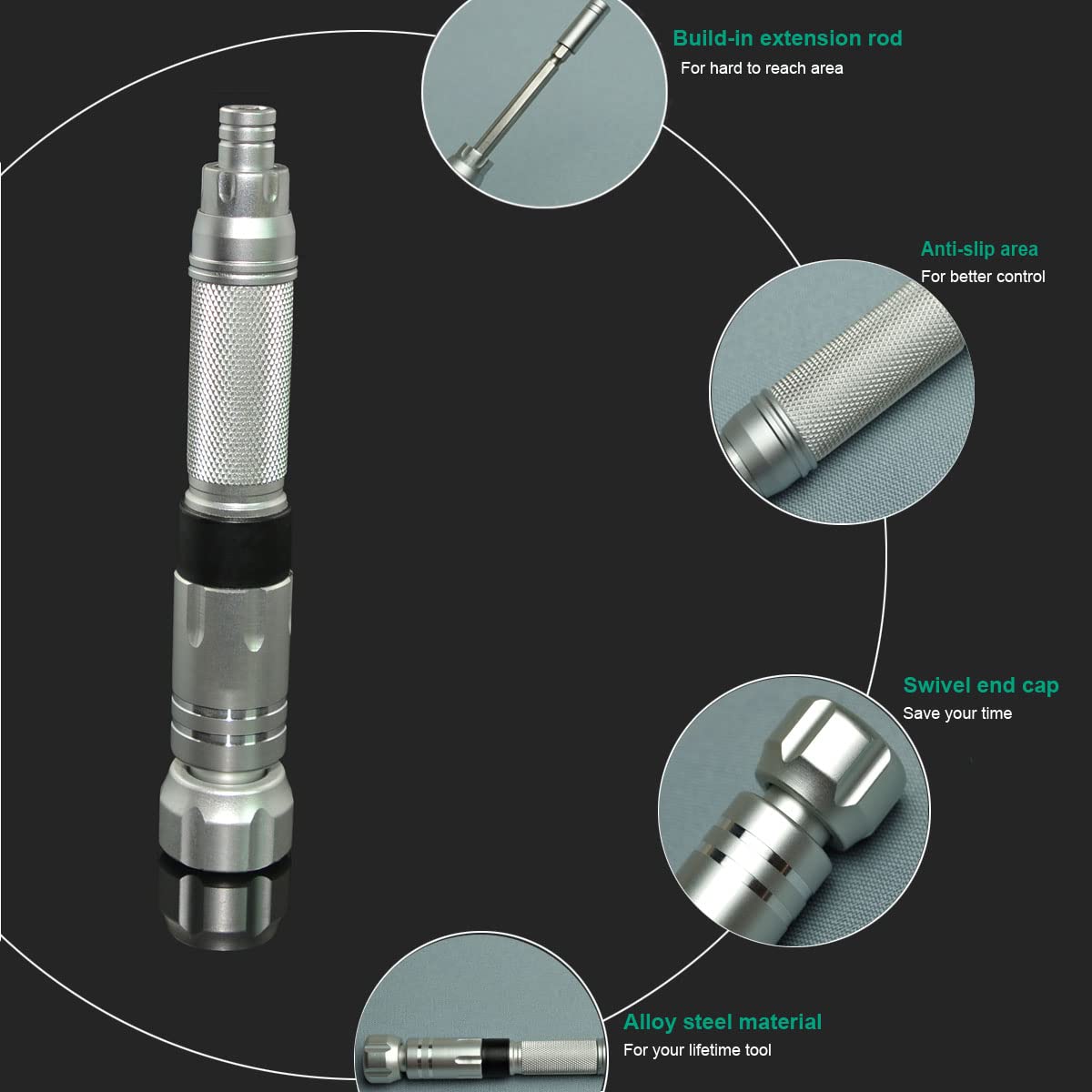 NANCH ergonomic design with knurled surface for non-slip control.
