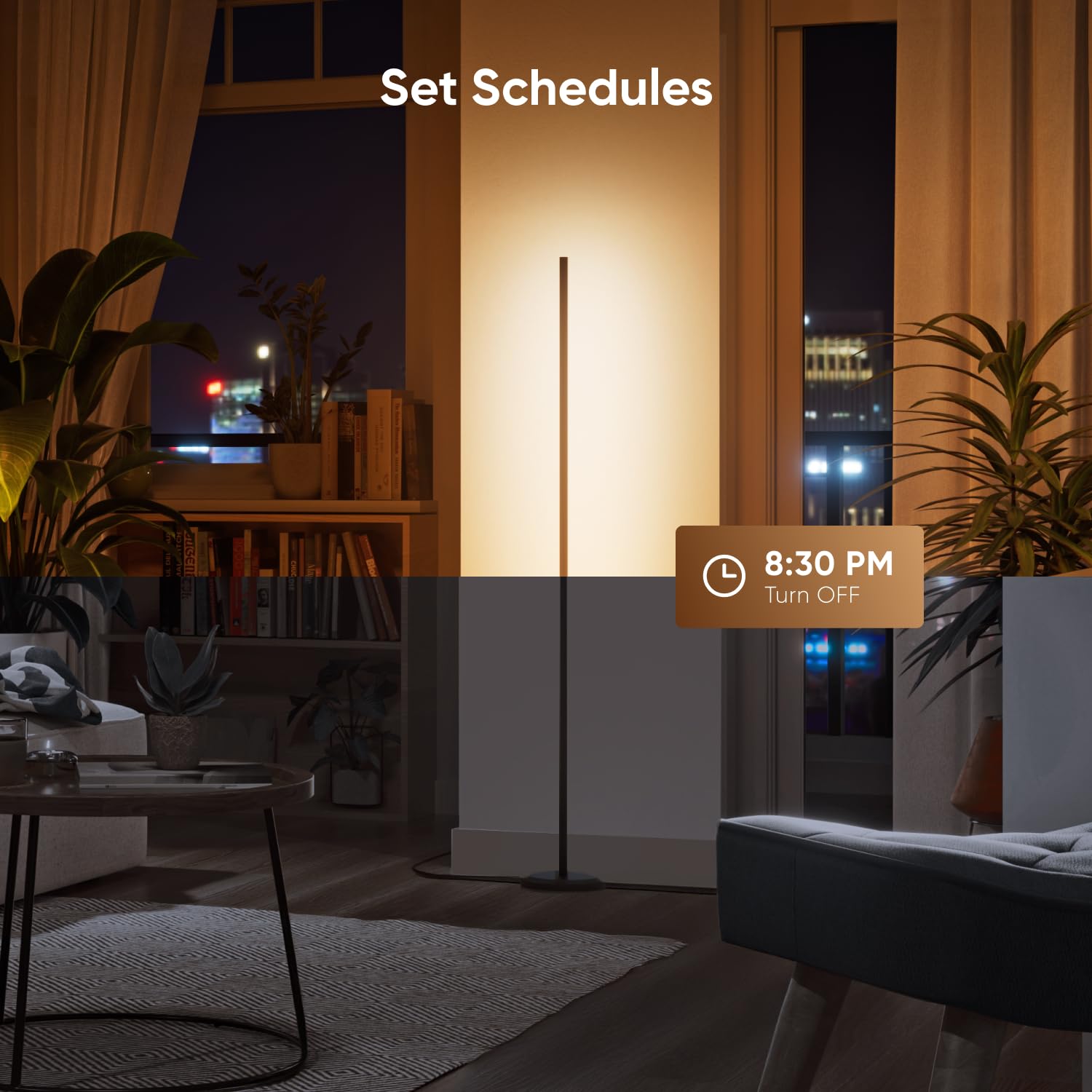 Nanoleaf floor lamp creates ambient lighting in living rooms
