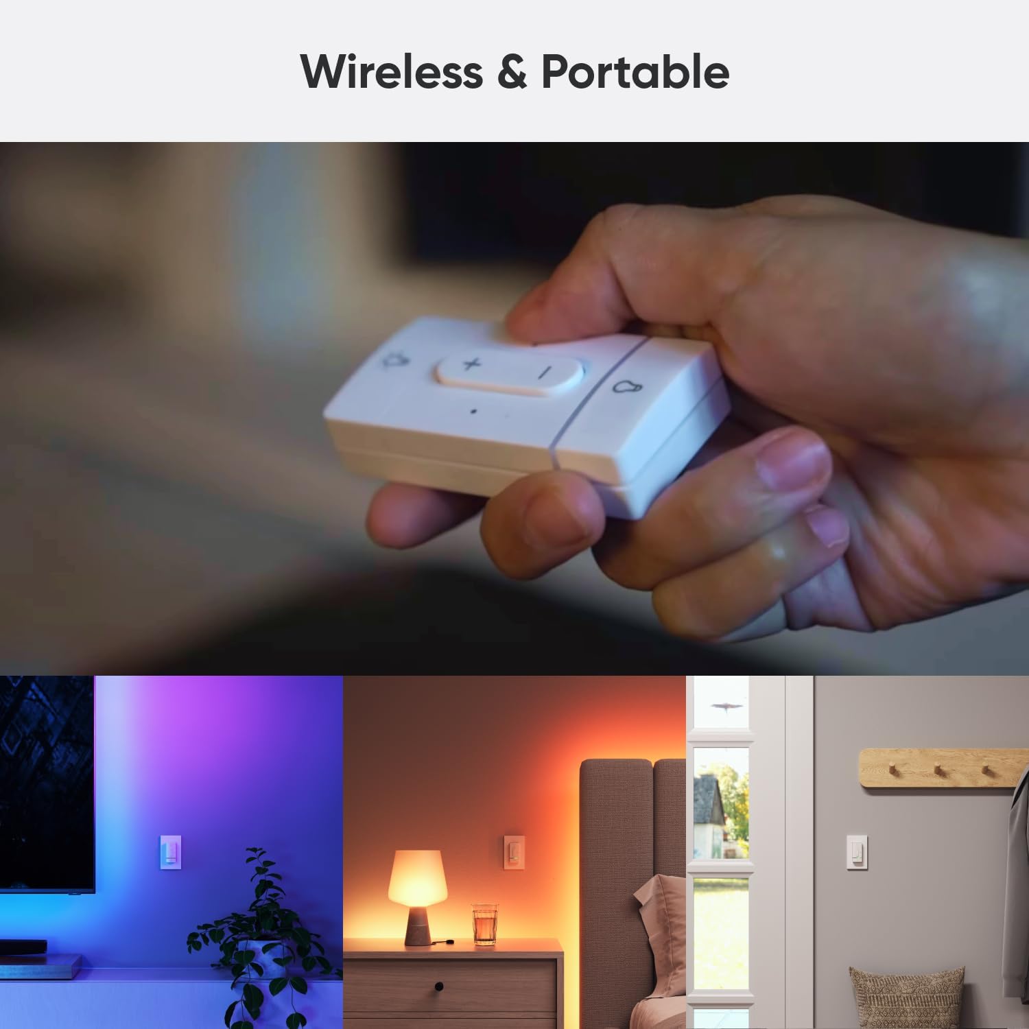 Nanoleaf Sense Plus portable remote used around home for quick lighting control