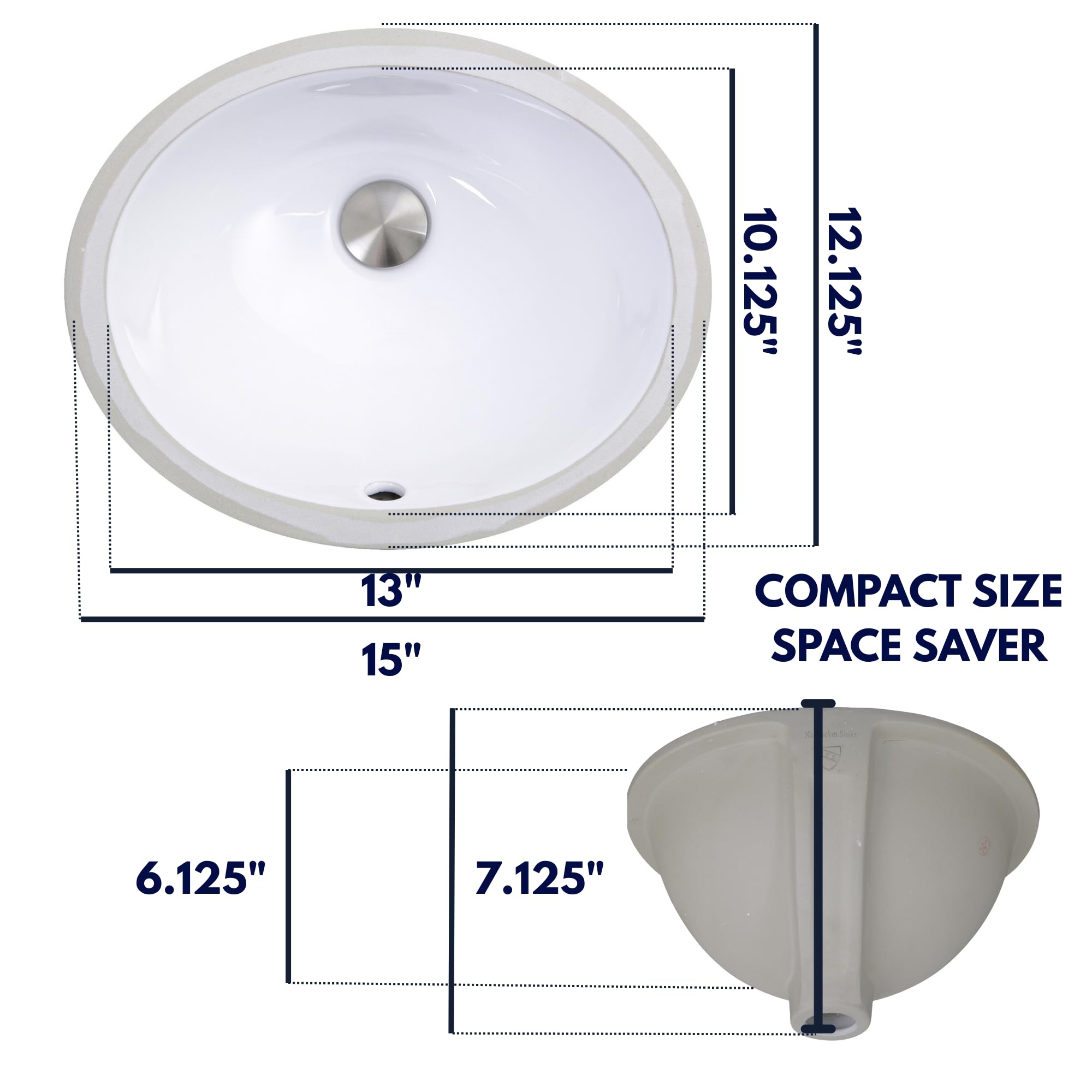 Nantucket Sinks UM-13x10-W interior bowl in a compact bath.