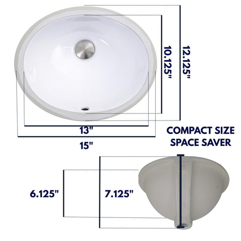 Nantucket Sinks UM-13x10-W interior bowl in a compact bath.