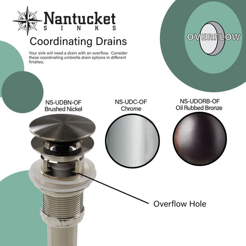 Nantucket Sinks UM-13x10-W white finish brightens baths.