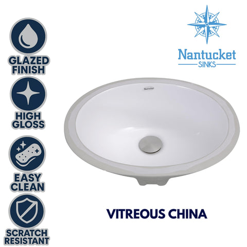 Nantucket Sinks UM-13x10-W overflow drain for splash control.