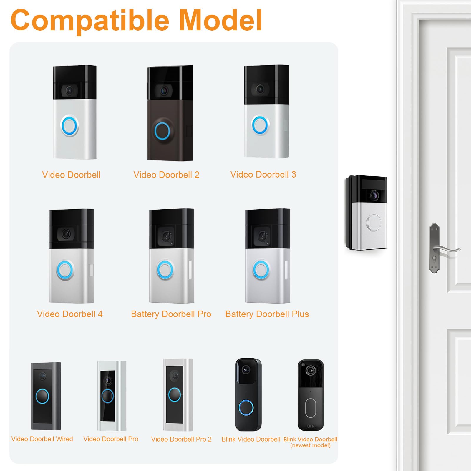 NANW doorbell mount compatible with Video Doorbell series 4/3/2/1 for flexible installation.