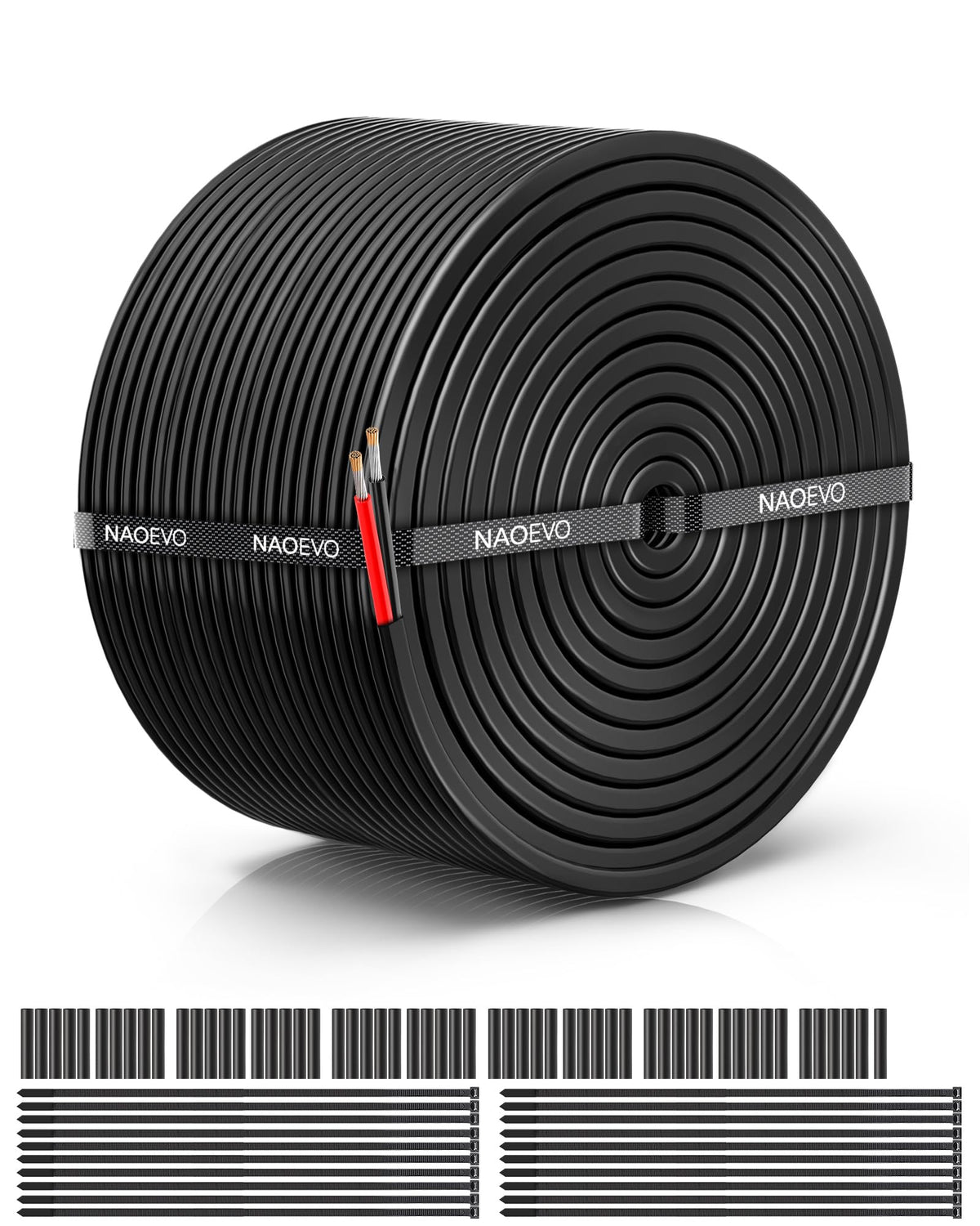 NAOEVO 12 AWG wire with a flexible jacket, ideal for automotive wiring and LED projects.
