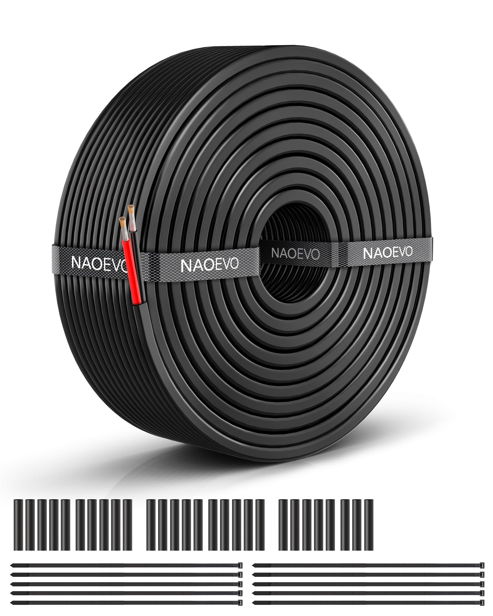 NAOEVO 14 AWG wire spool showing 50 ft length for versatile projects.