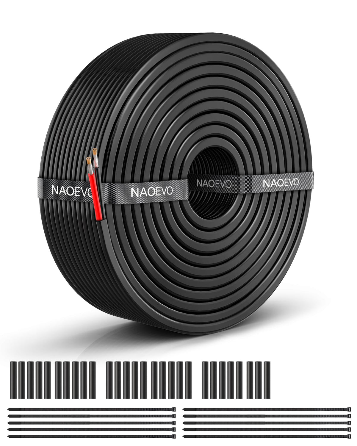 NAOEVO 14 AWG wire spool showing 50 ft length for versatile projects.