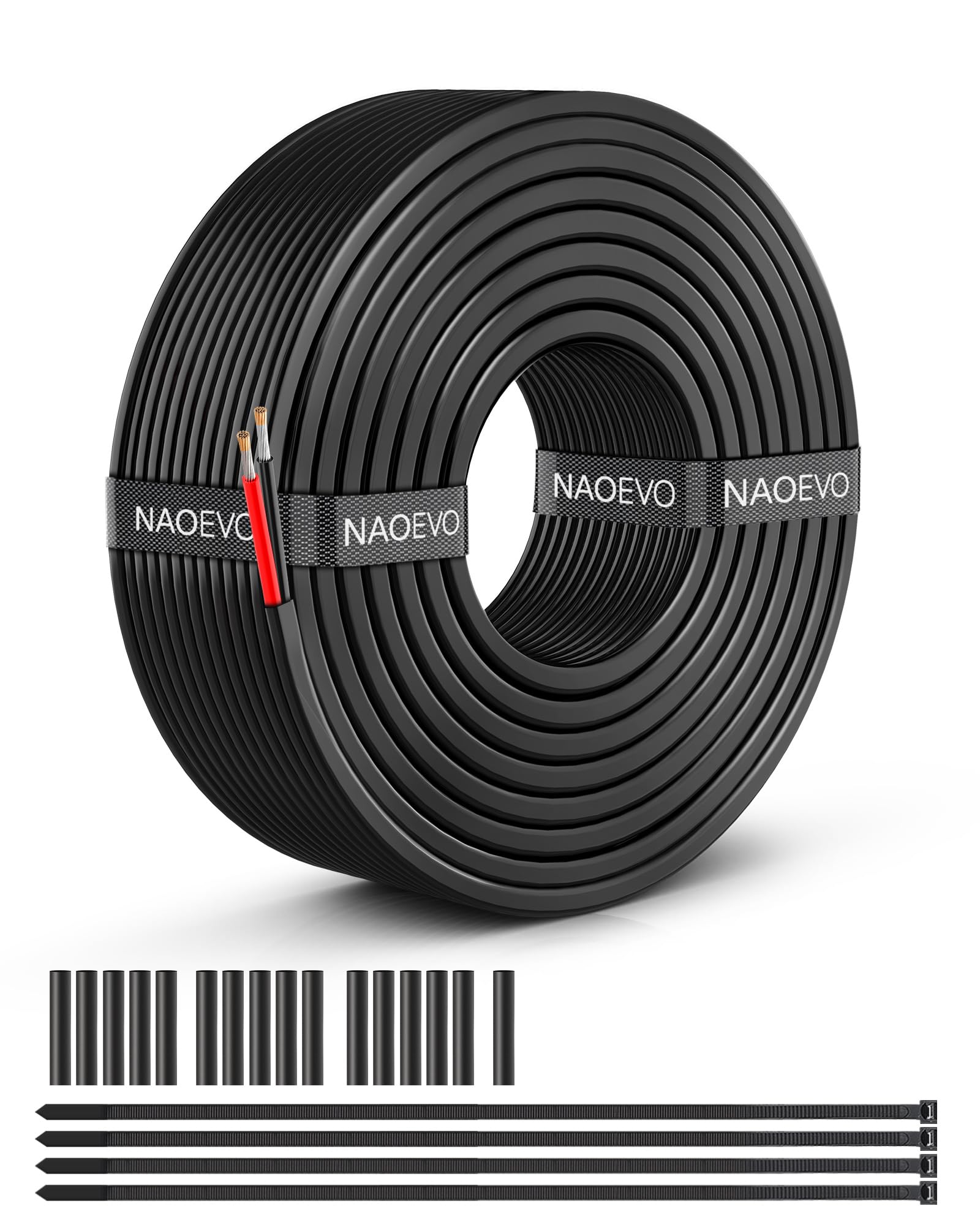 NAOEVO 14 AWG wire exterior jacket closeup showing durable PVC insulation.