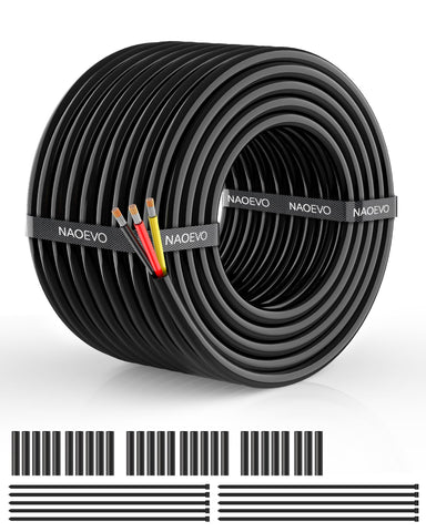 NAOEVO 16 AWG three-conductor wire on a 50ft spool for automotive and LED wiring