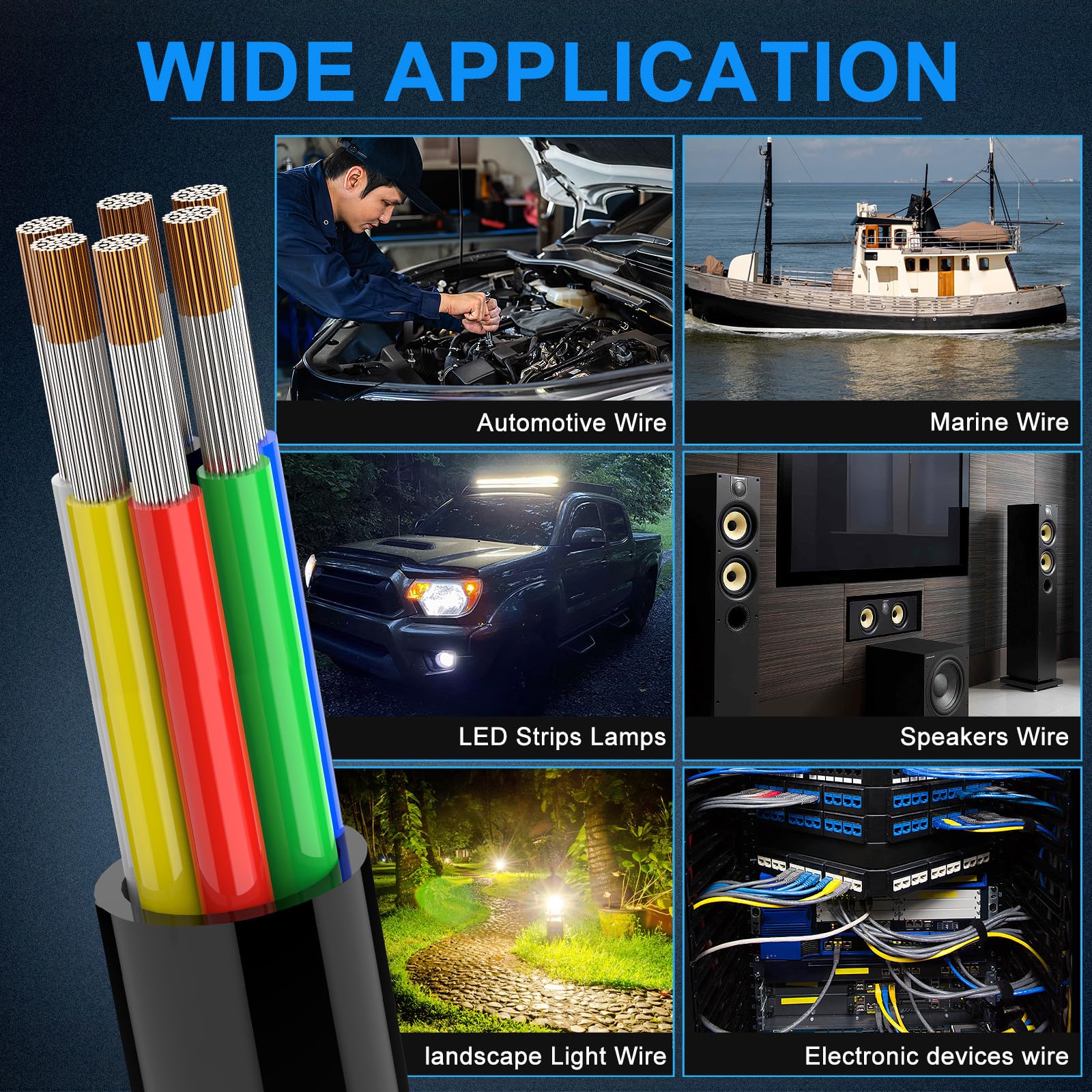 NAOEVO 16AWG protective heat-shrink tubes and cable ties for durable installations.