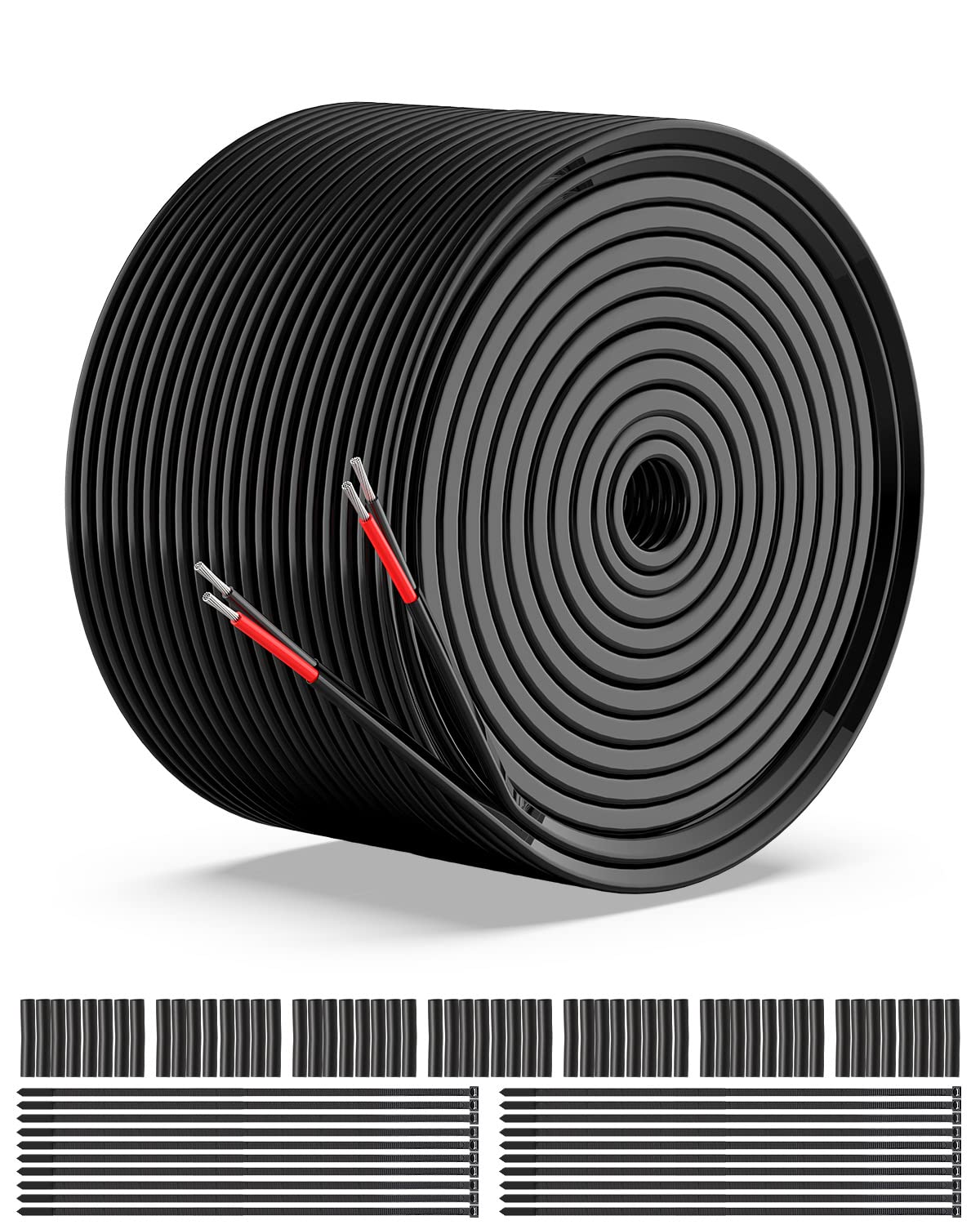 NAOEVO 16 AWG two-conductor wire bundle with flexible insulation for easy routing.