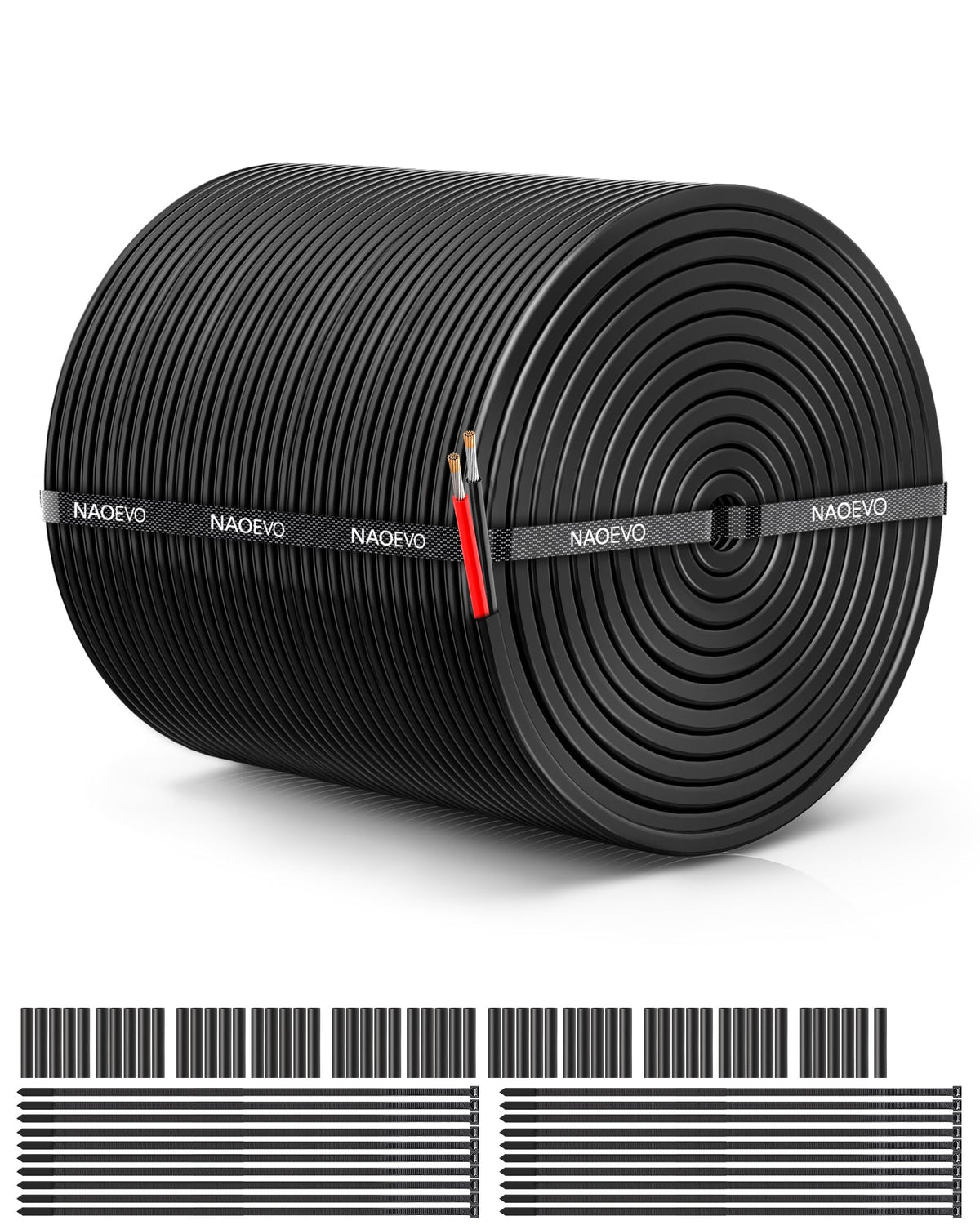 NAOEVO 16AWG two-conductor wire for flexible low-voltage power connections.