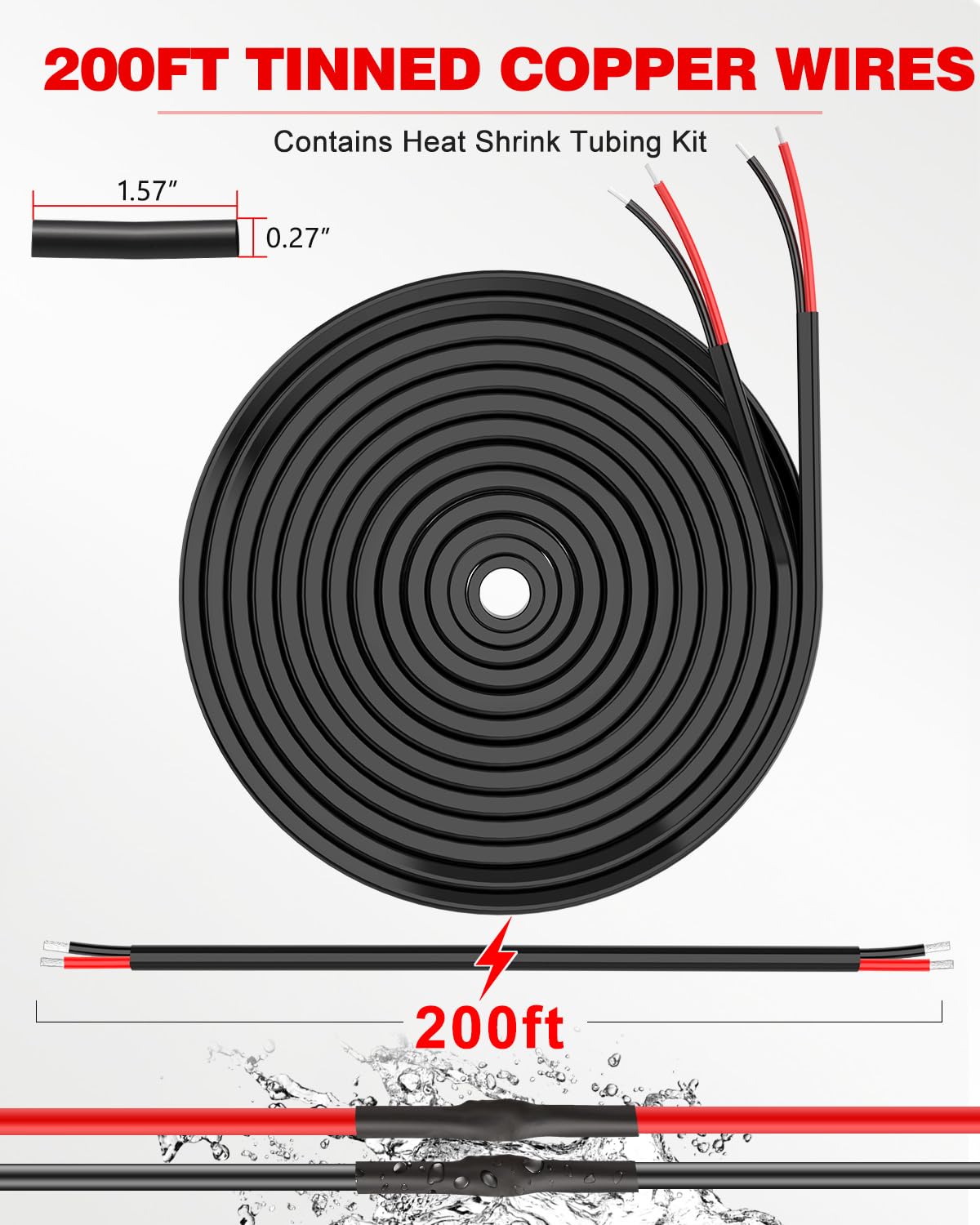 Spool of 200 ft illustrates long-run convenience for multiple projects.