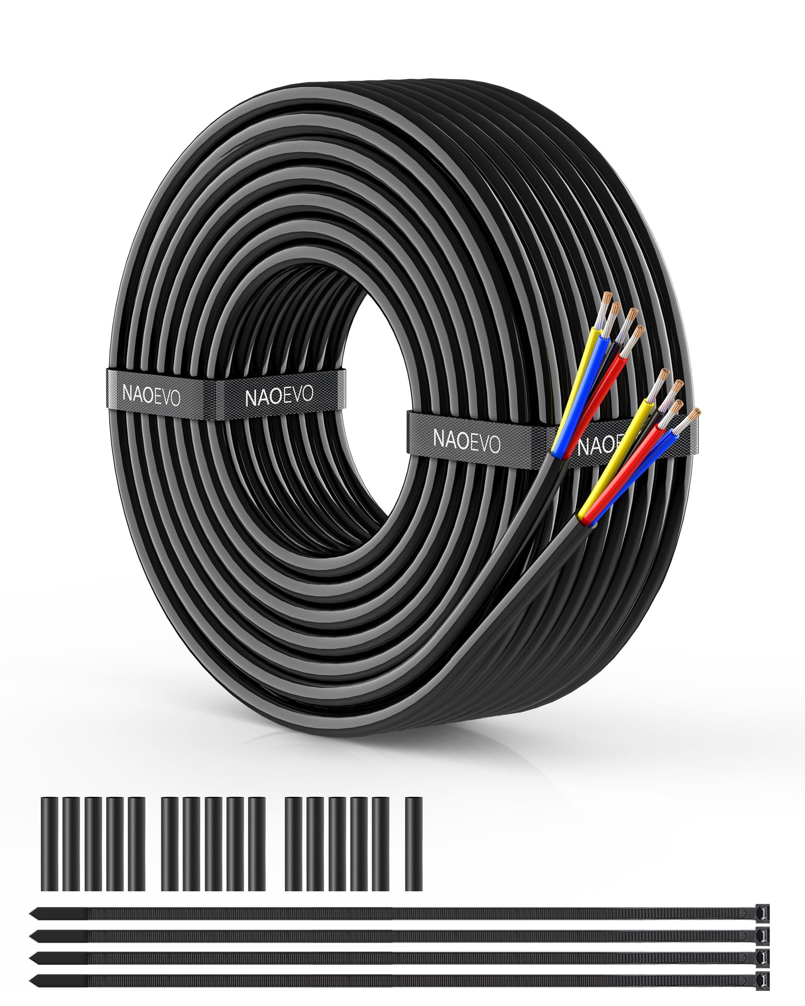 NAOEVO 18AWG 4-core wire for reliable power and signal transmission for 30ft runs