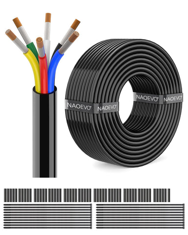NAOEVO 18 AWG six-conductor wire exterior close-up for automotive use