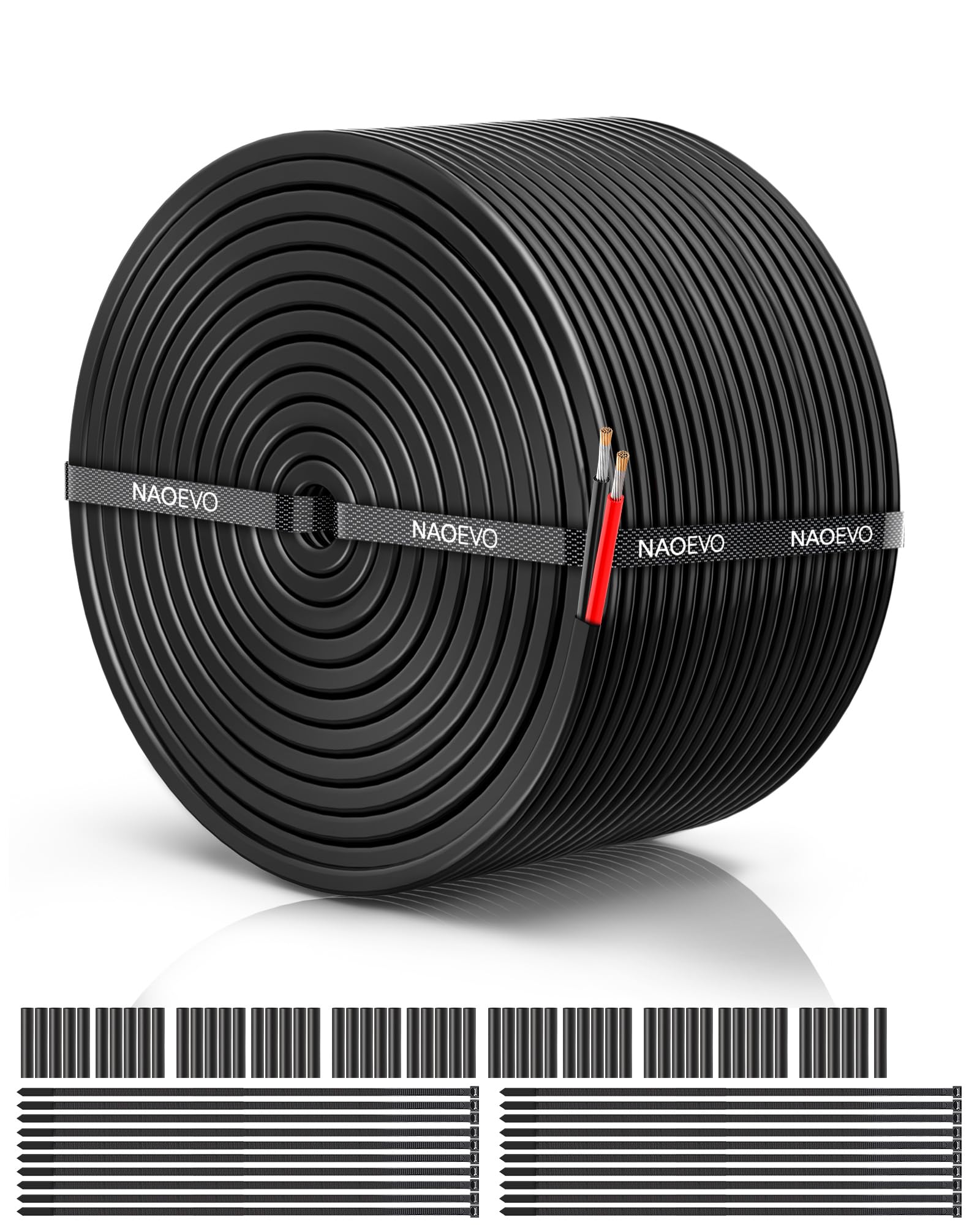 NAOEVO 18AWG wire jacket close-up shows durable insulation for rugged wiring