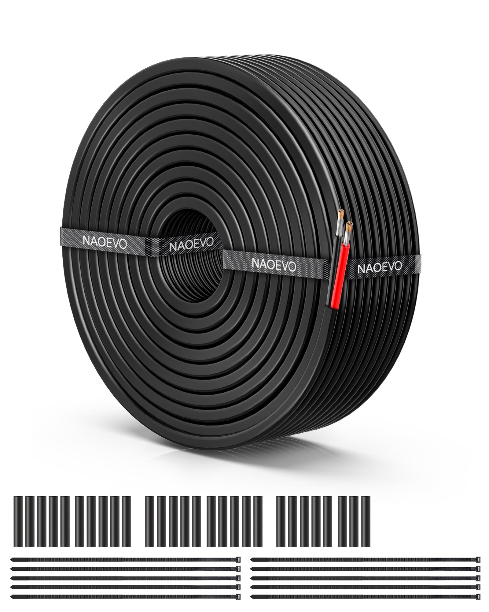 NAOEVO 18AWG wire outer view shows flexible PVC jacket for tight spaces