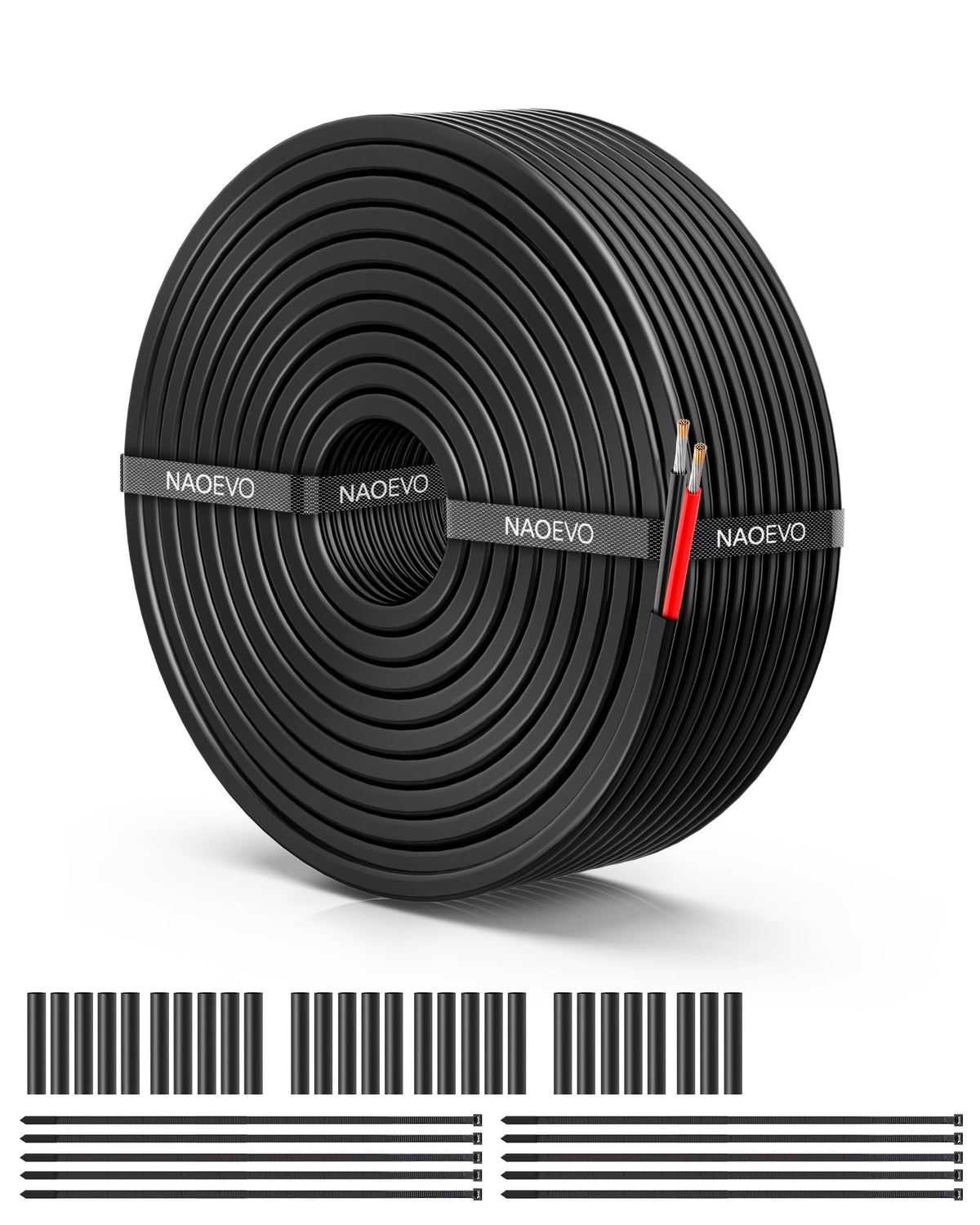 NAOEVO 18AWG wire outer view shows flexible PVC jacket for tight spaces