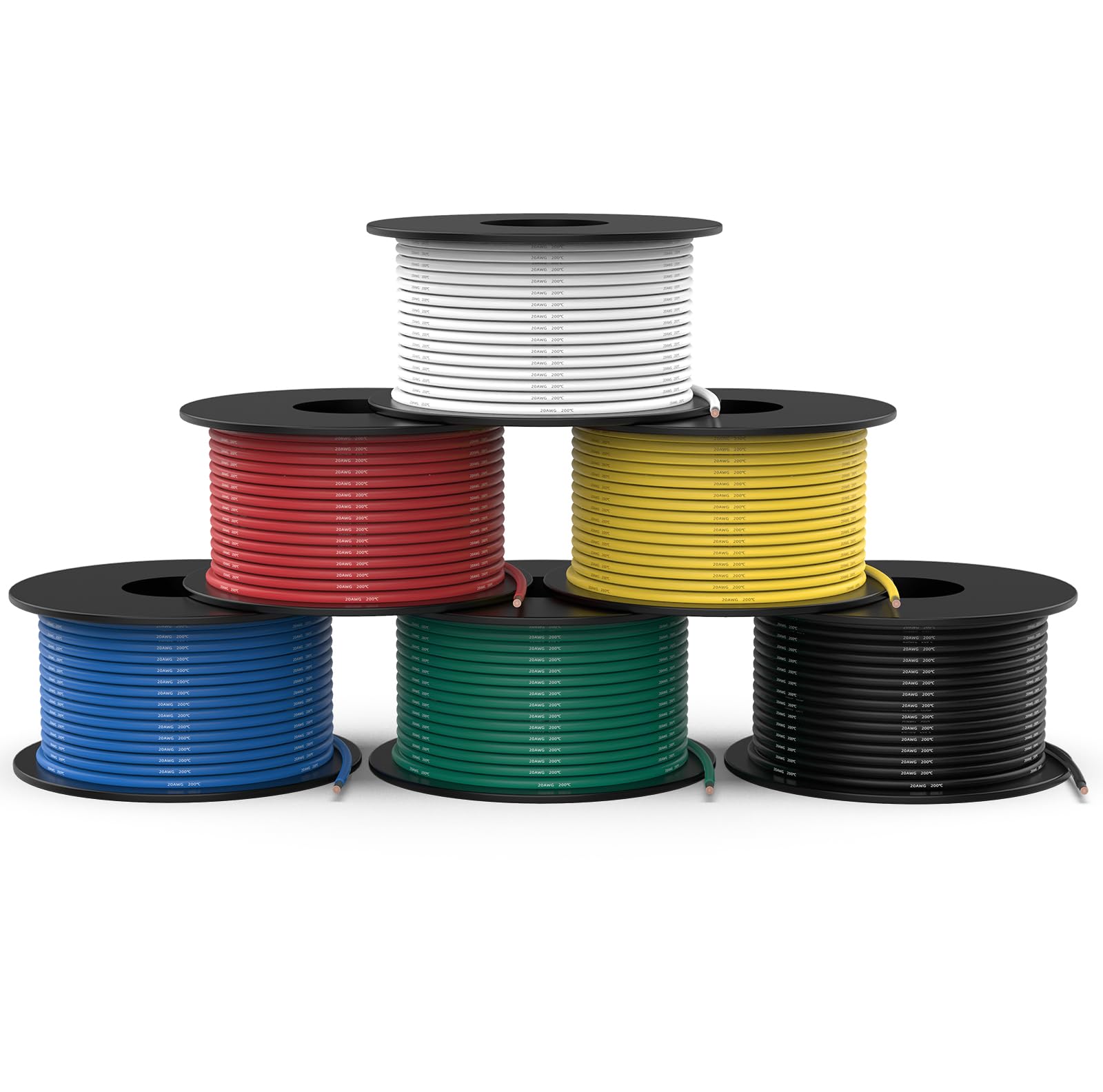 NAOEVO 20 AWG red silicone wire spool for color-coded prototyping and breadboard work.